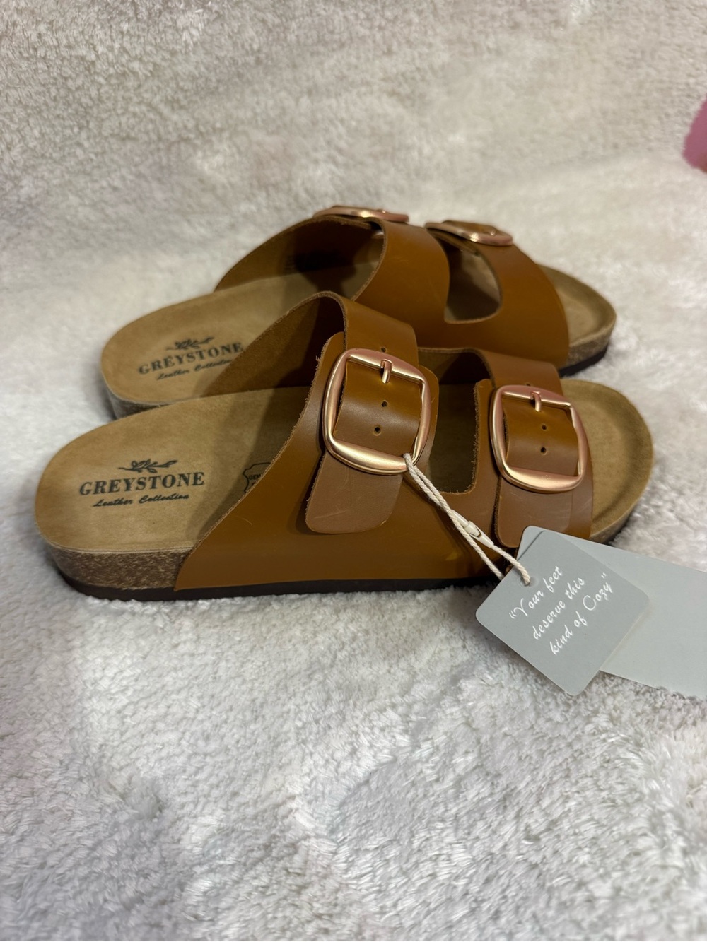 Greystone leather Collection Women's Sandals, Size 7, Brown Leather